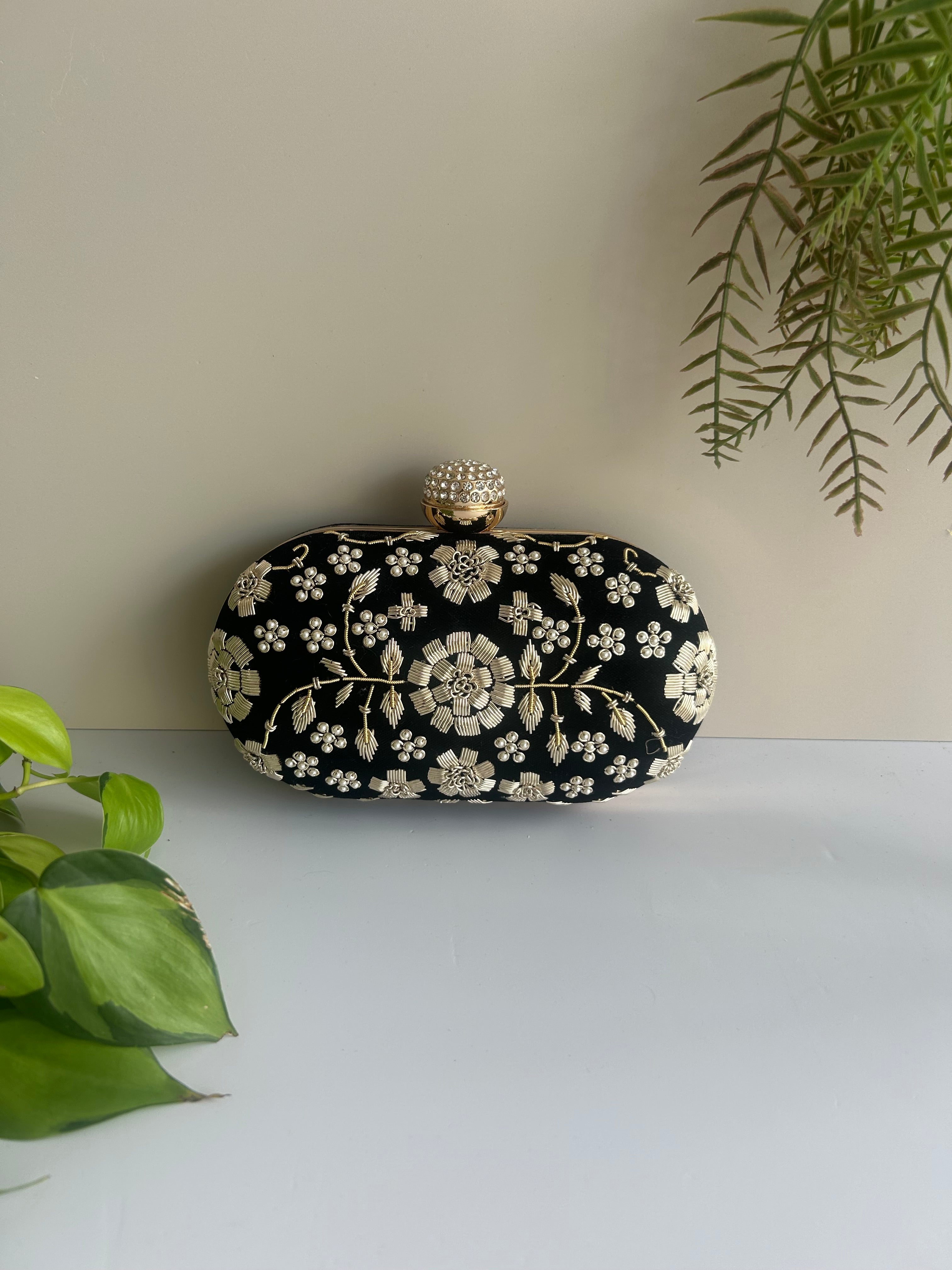 Floral Embroidered Clutch