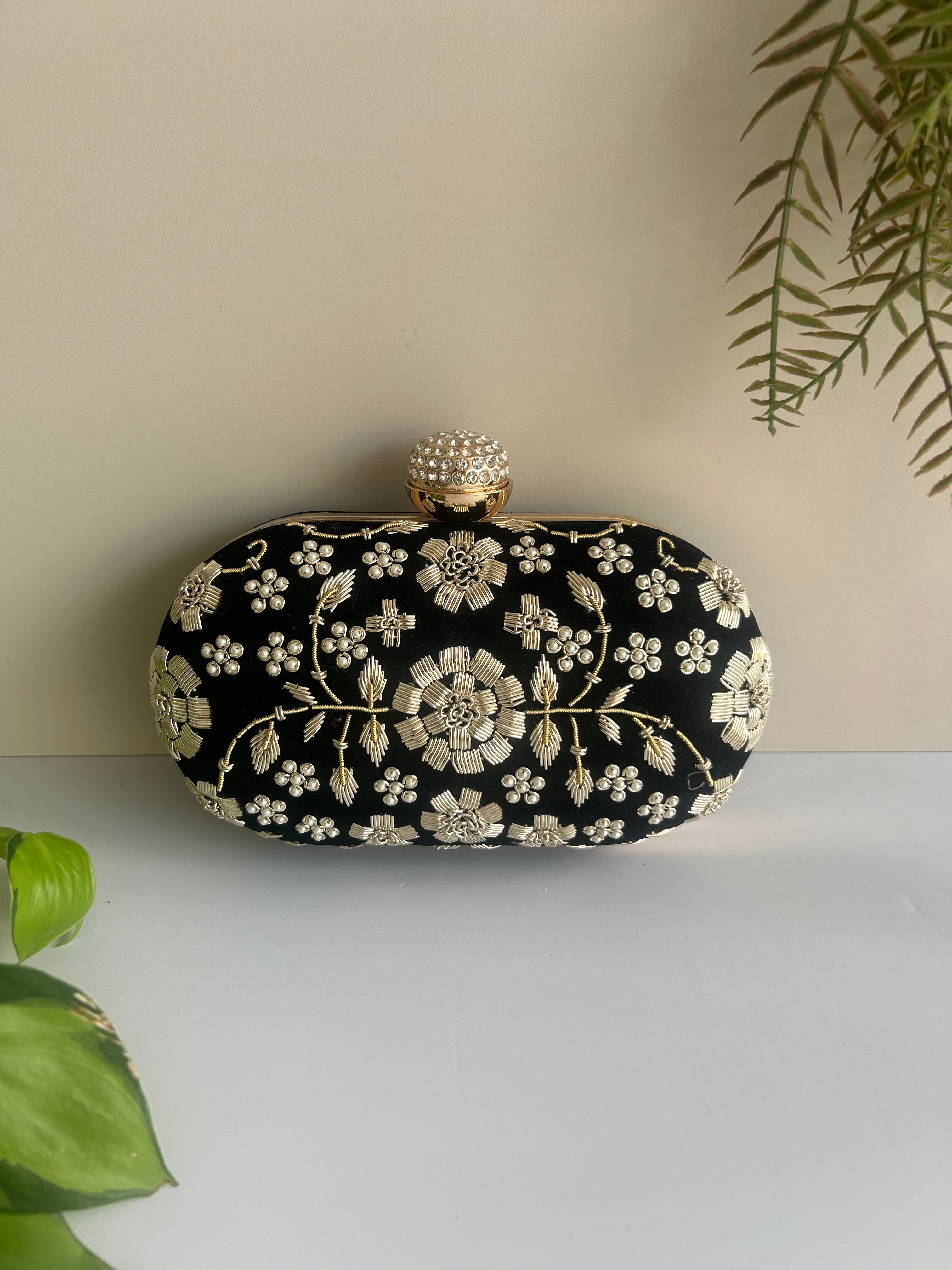 Floral Embroidered Clutch
