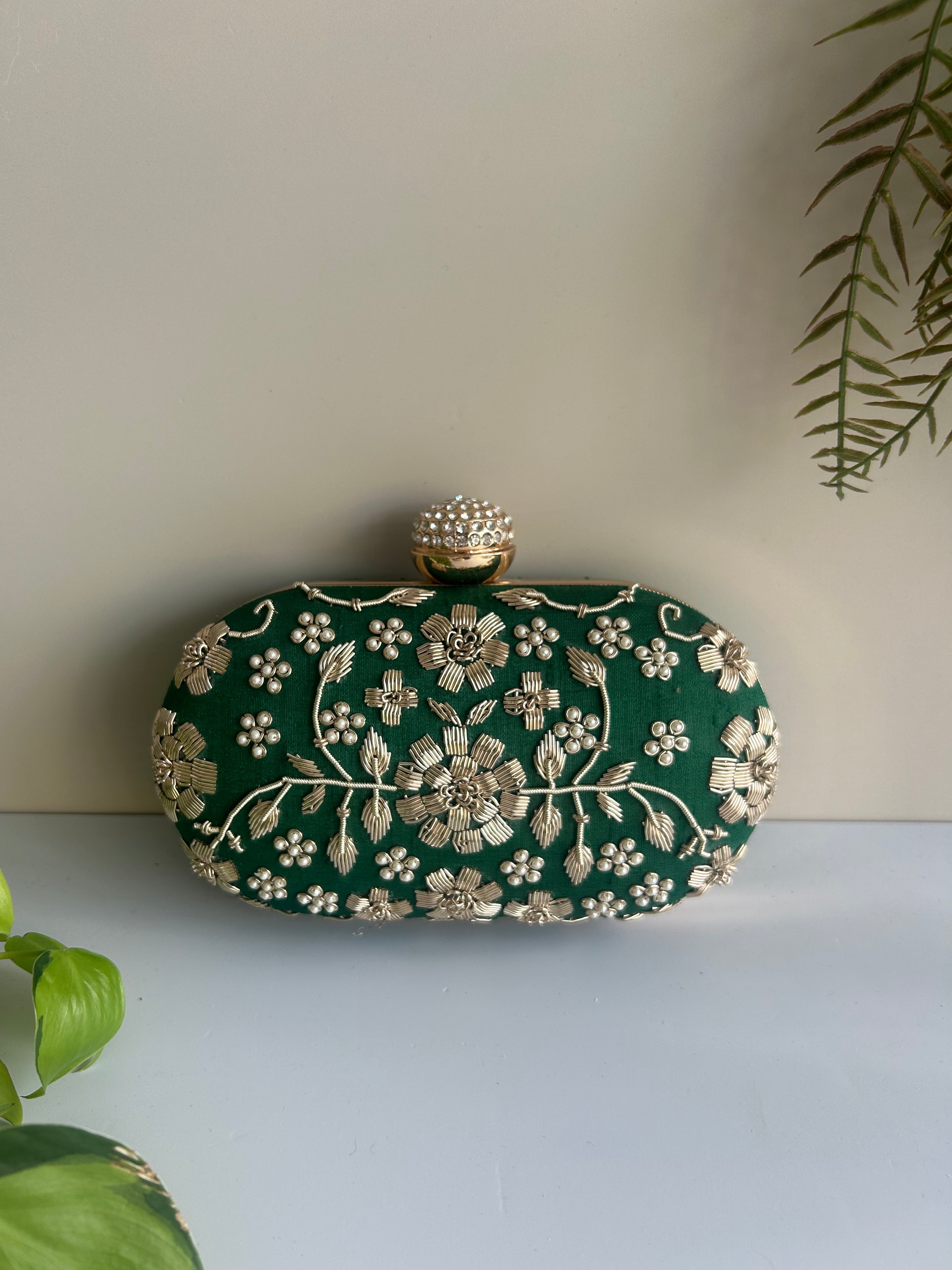 Floral Embroidered Clutch