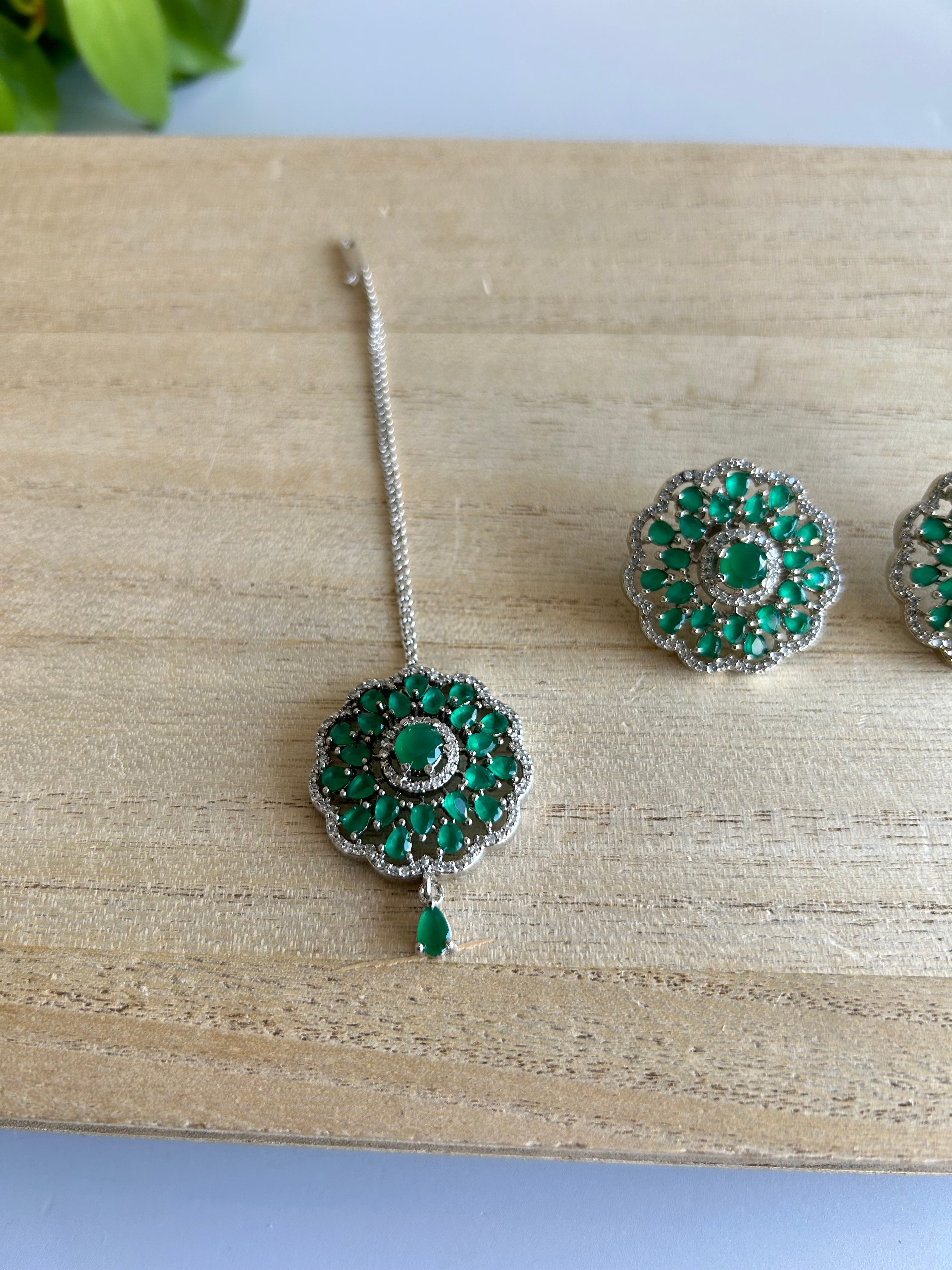 Jade Tikka Set with Studs