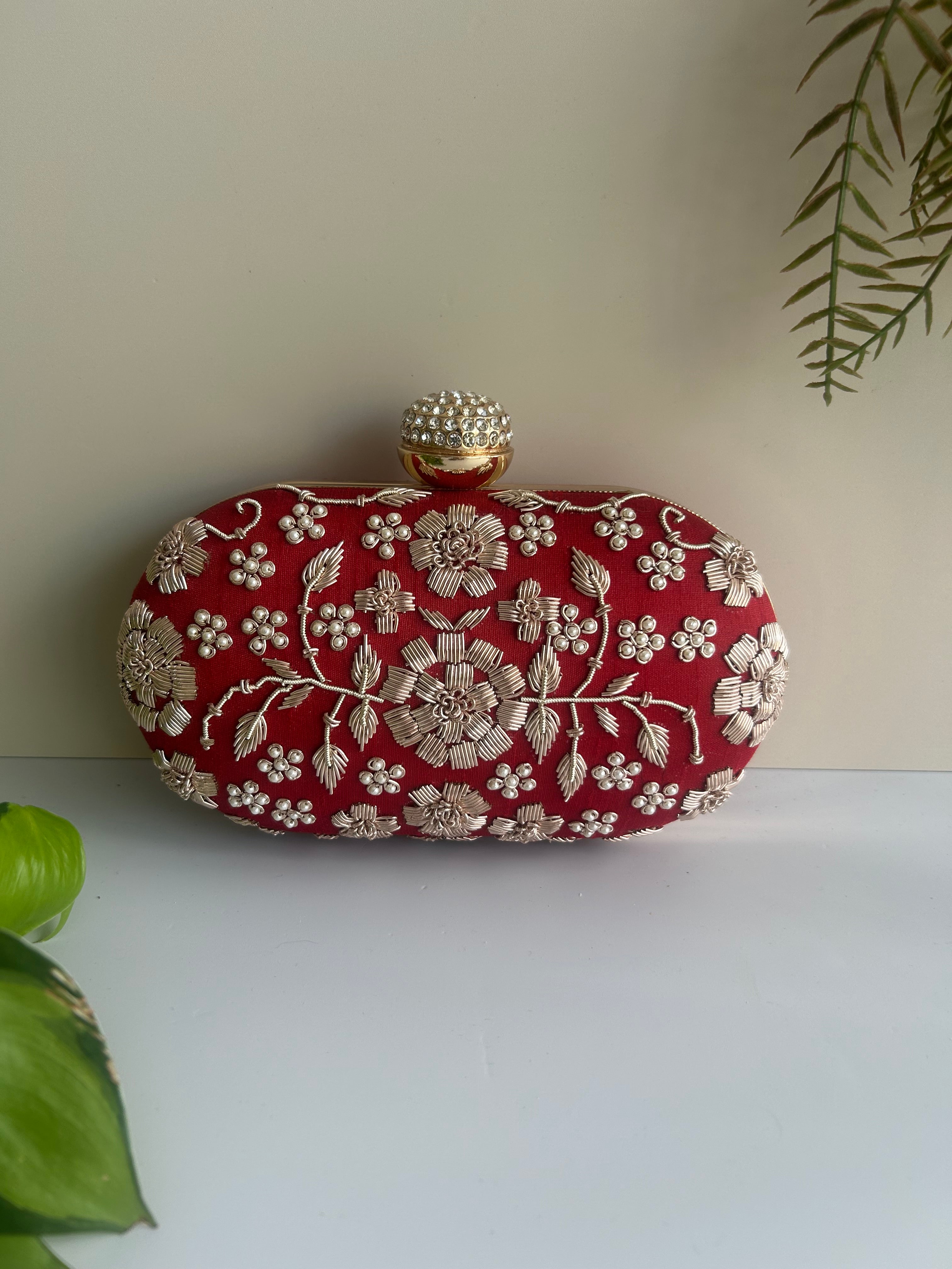 Floral Embroidered Clutch