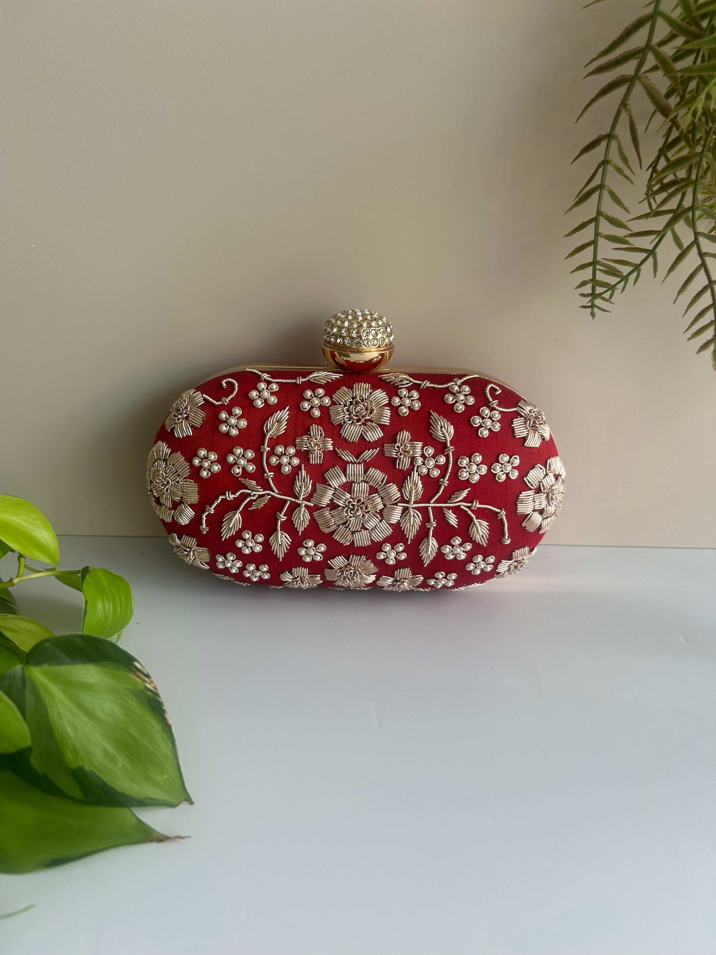 Floral Embroidered Clutch