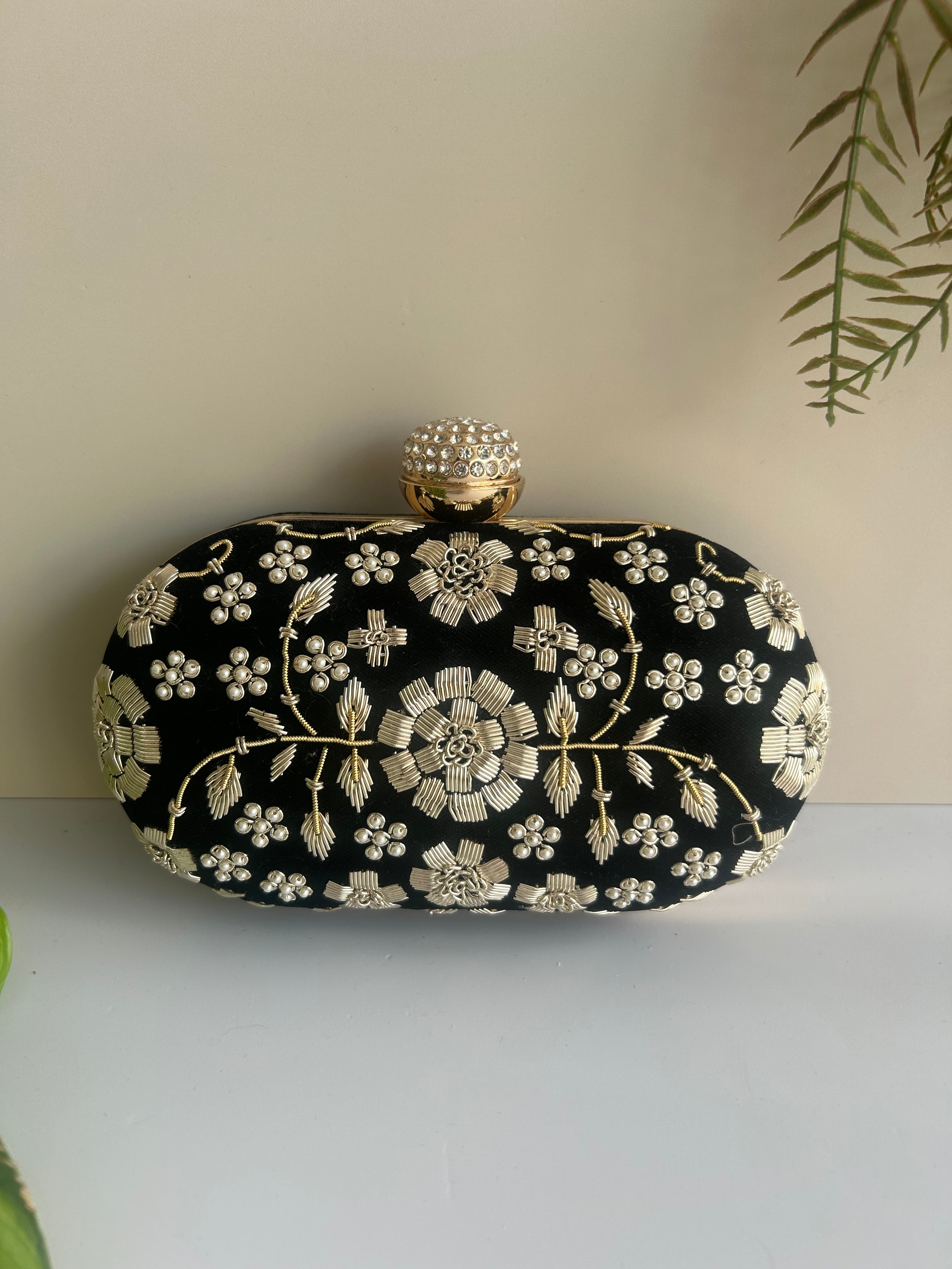 Floral Embroidered Clutch