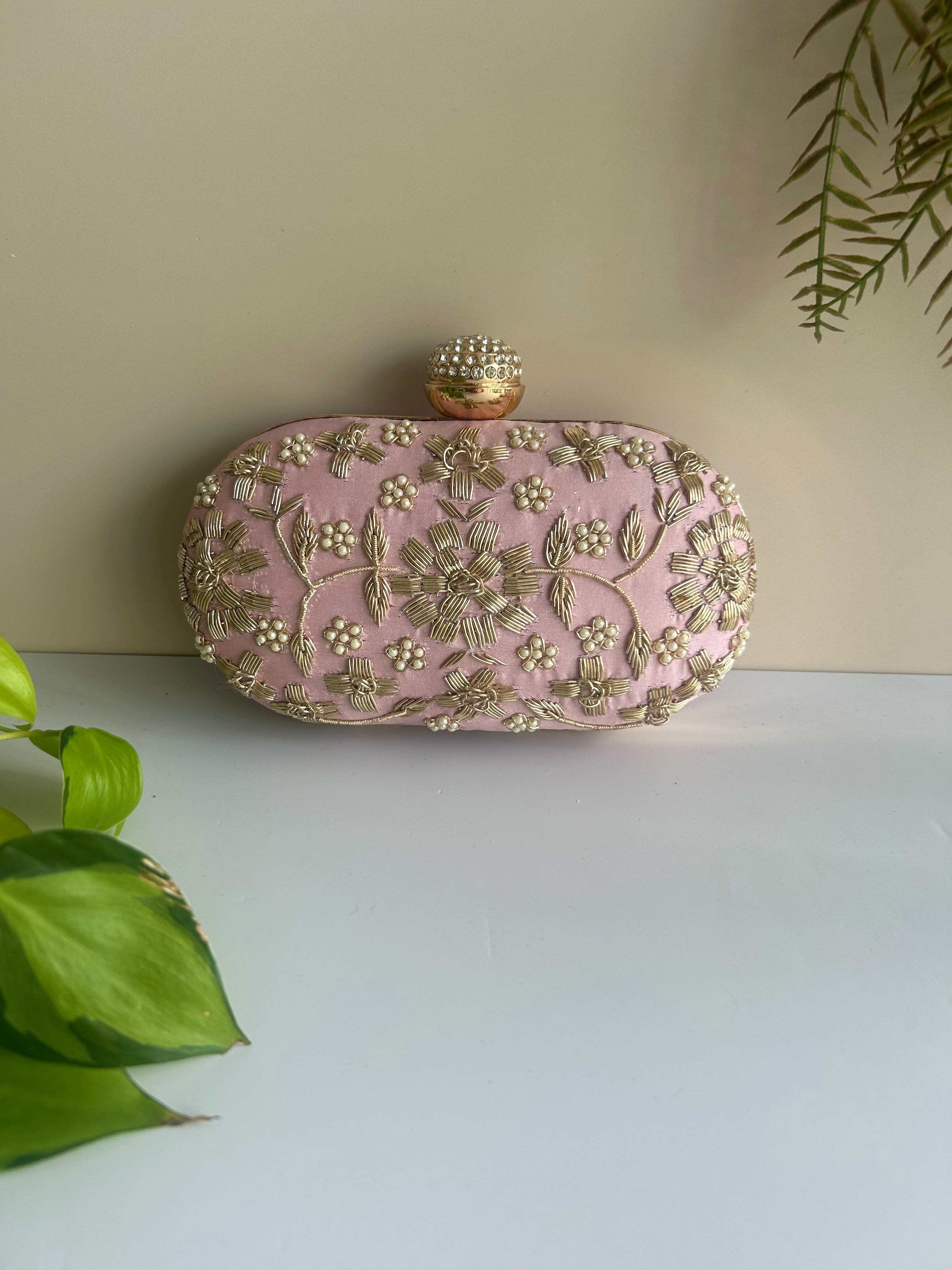 Floral Embroidered Clutch