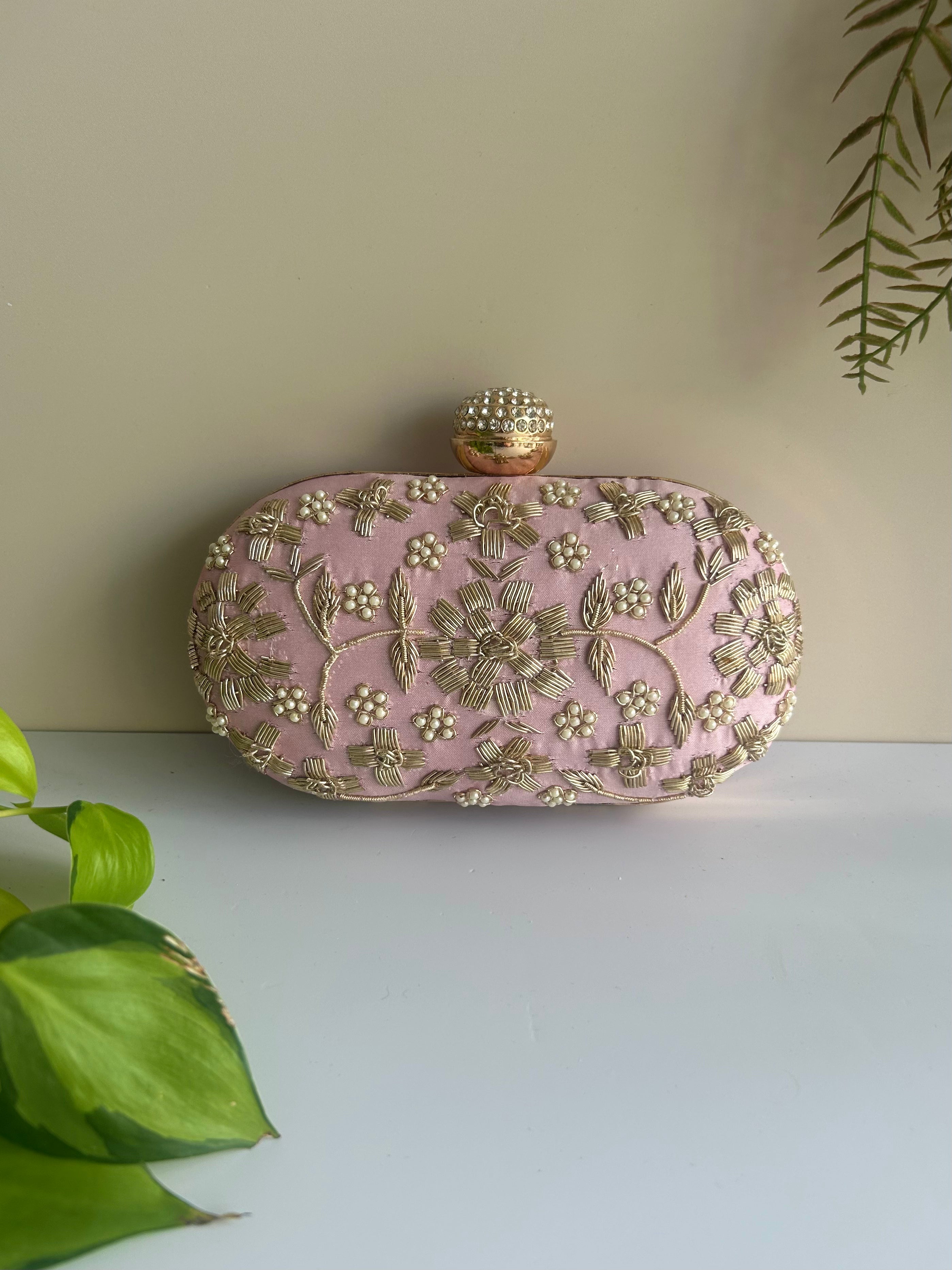 Floral Embroidered Clutch