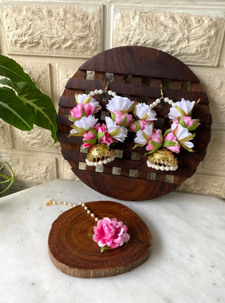 Seema - Floral Earrings and Tikka Set