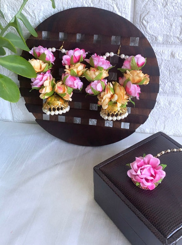 Seema - Floral Earrings and Tikka Set