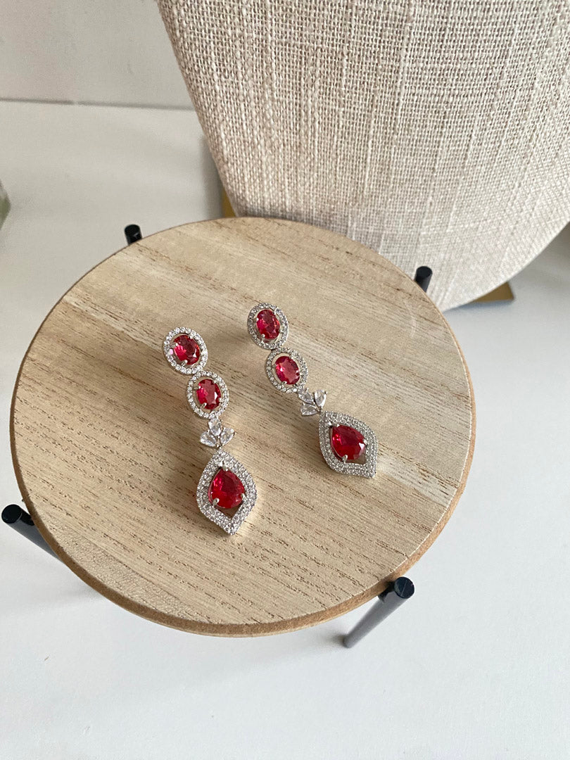 Festive Essentials - Bani CZ silver bridal necklace and earring set with cubic zirconia stones