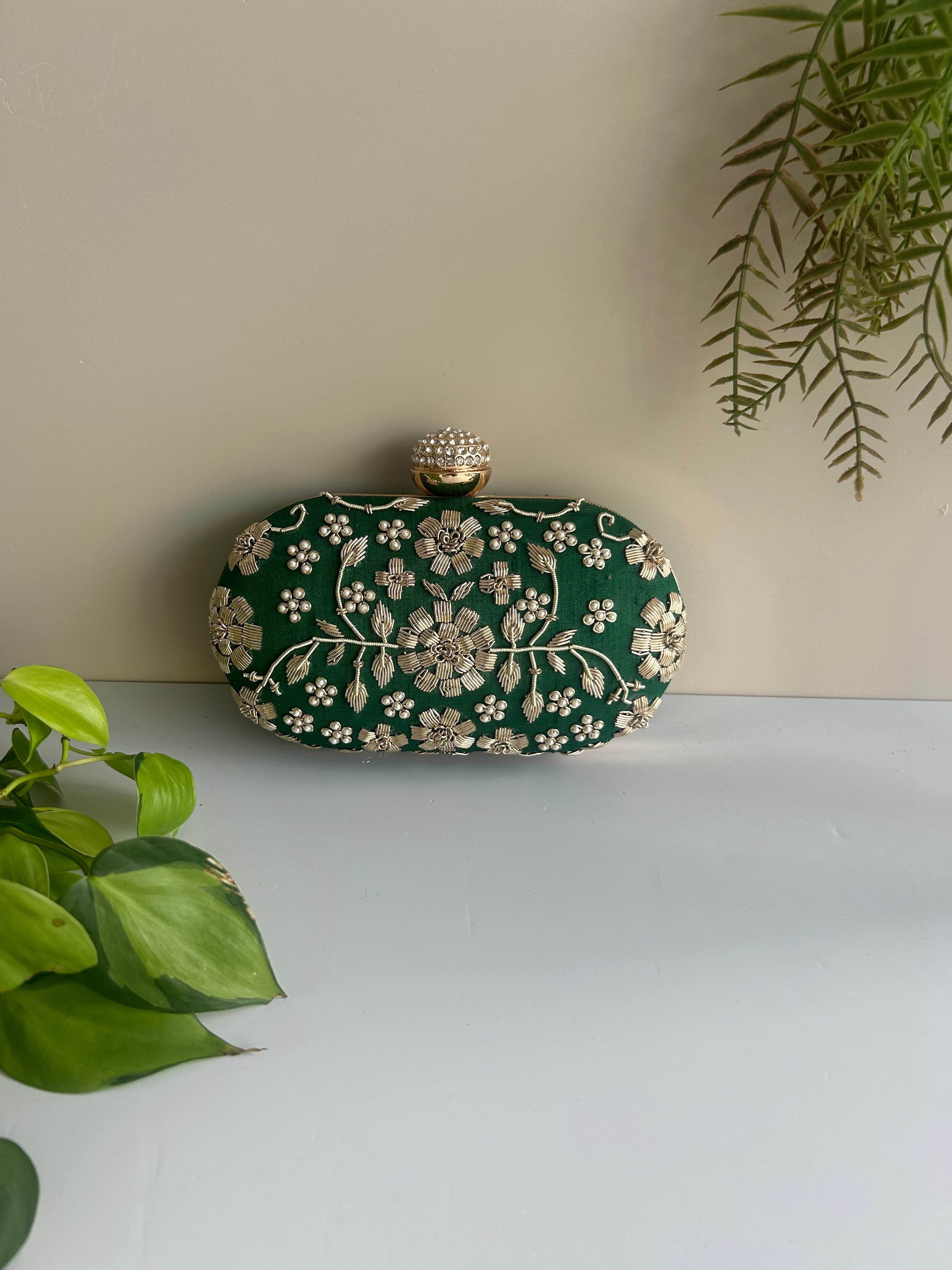 Floral Embroidered Clutch
