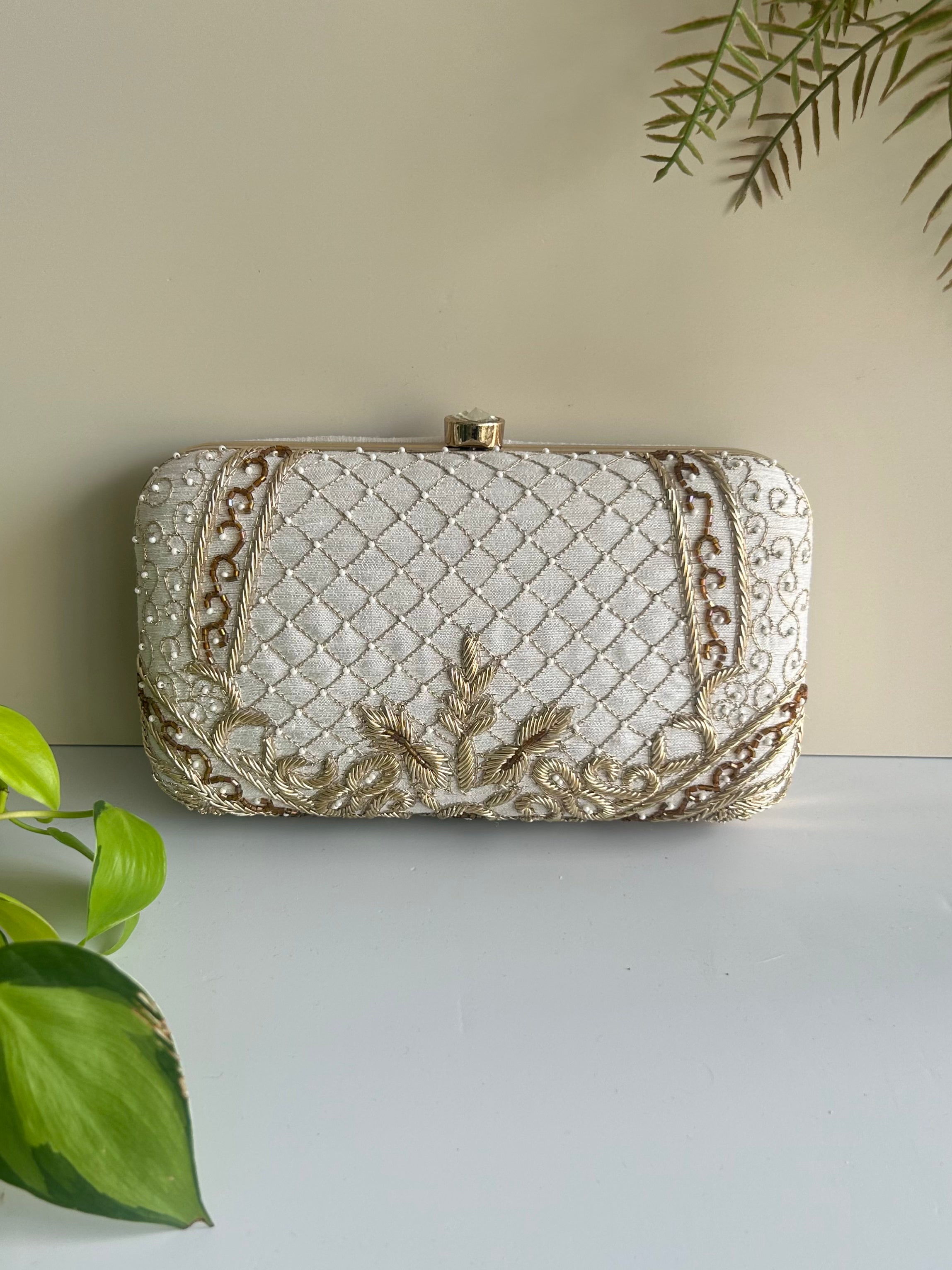 Luxe white clutch 