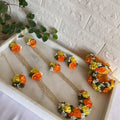 Anjali long floral set-Orange