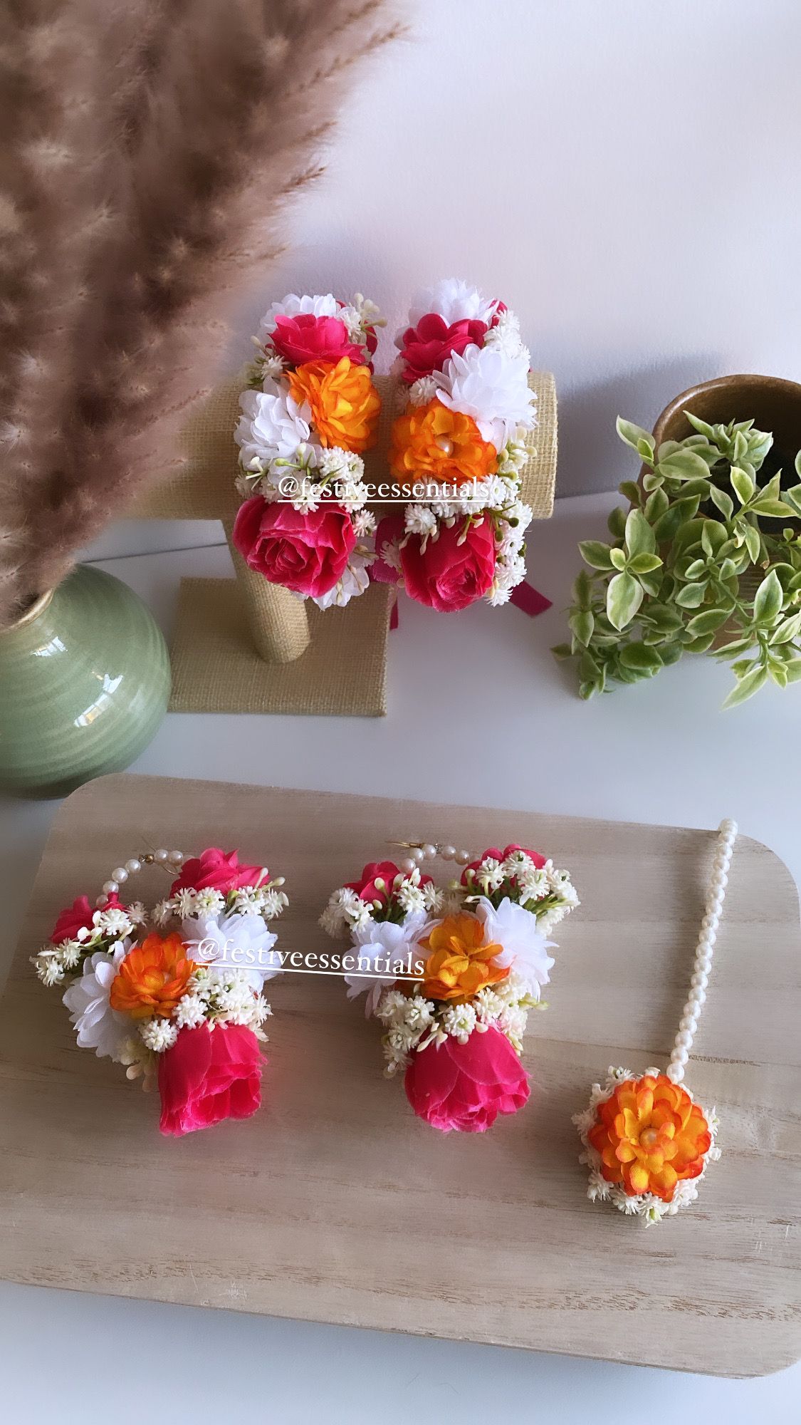 Floral Tikka-Earrings & Handsets