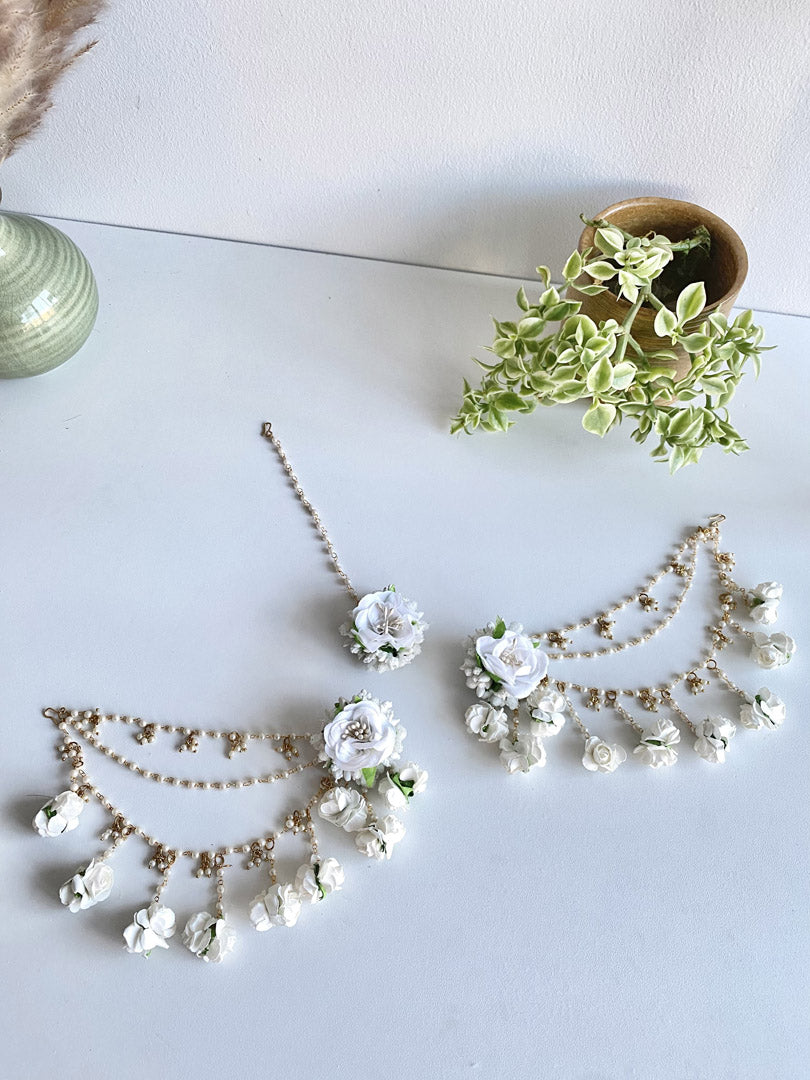 Floral Tikka-Earrings Set