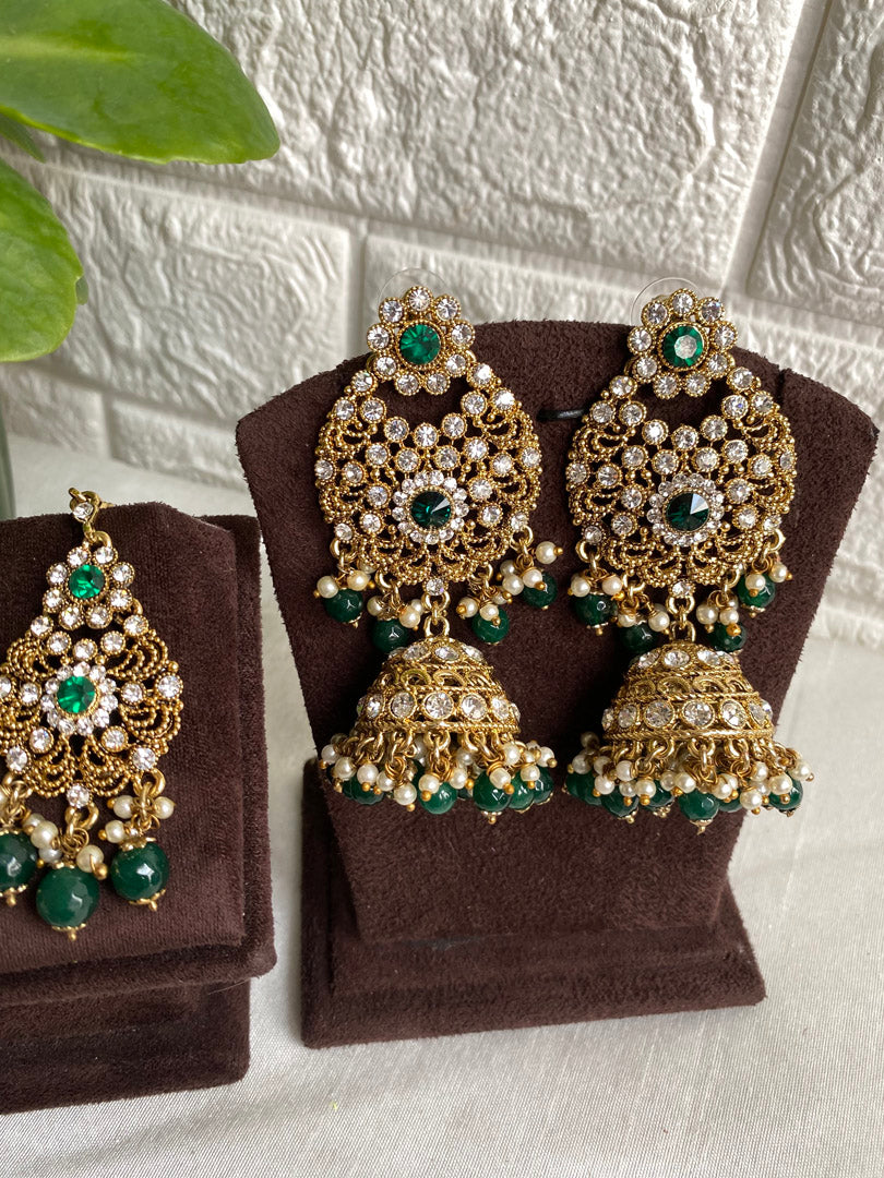 Jonaki Tikka Set- Golden Green