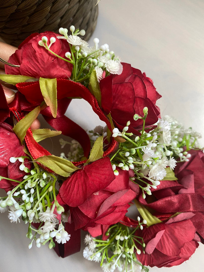 Silk Rose Hand Gajra - Red