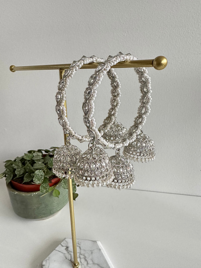 Three Jhumka Bangle - Silver