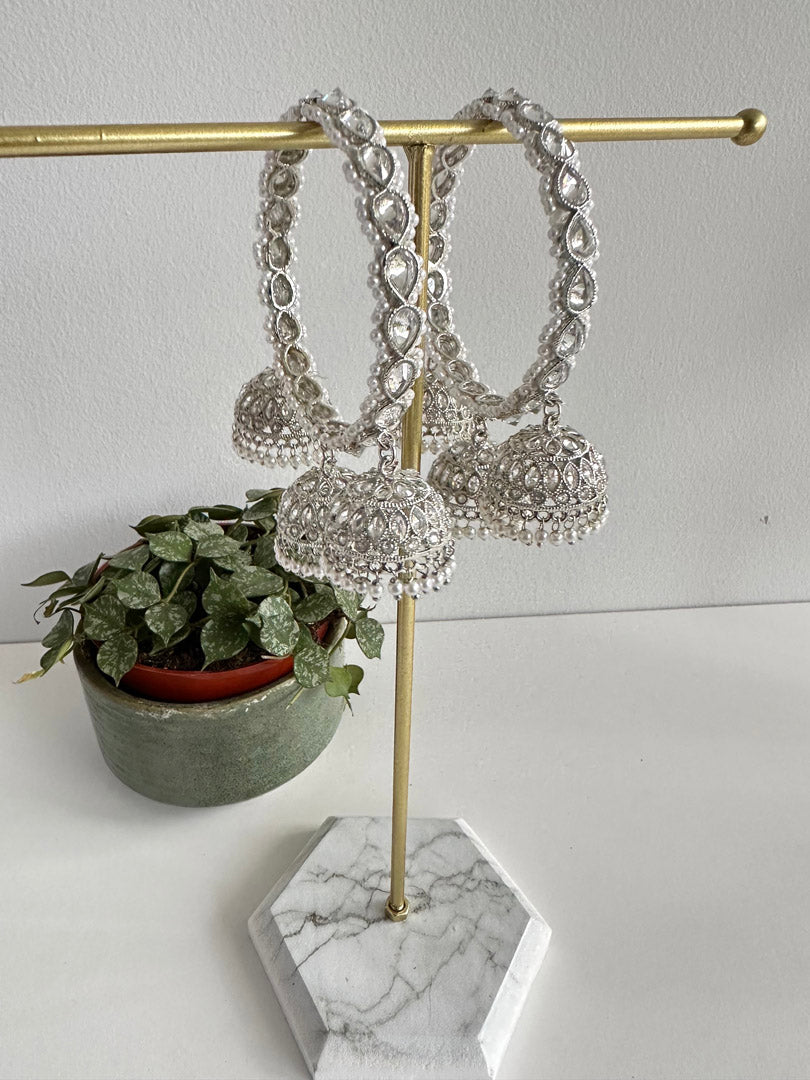 Three Jhumka Bangle - Silver