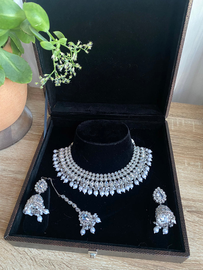Deena Necklace Set - Silver