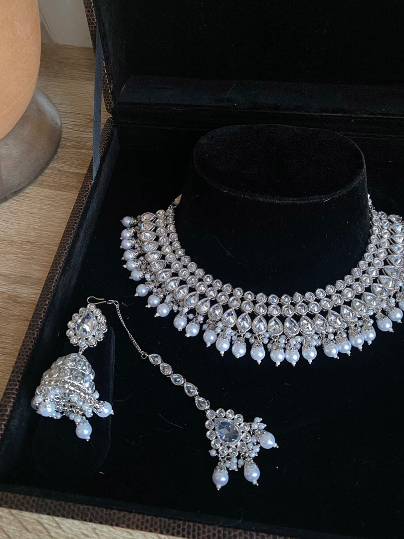 Deena Necklace Set - Silver