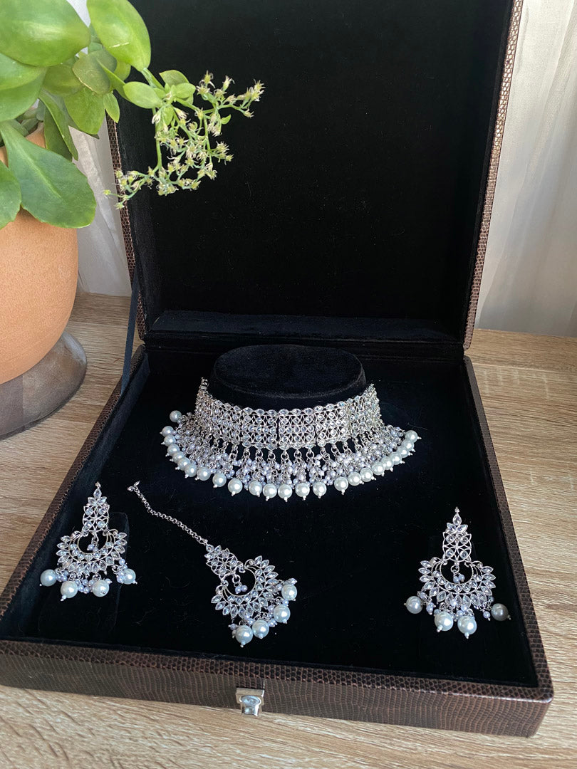 Sunita Choker Set - Silver