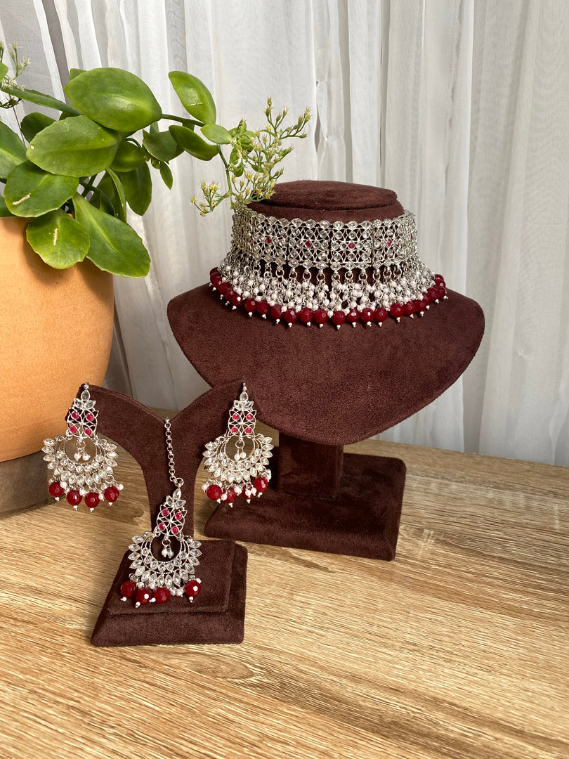 Sunita Choker Set - Silver
